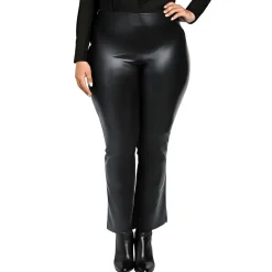 Plus Coated Faux Leather Flared Pants