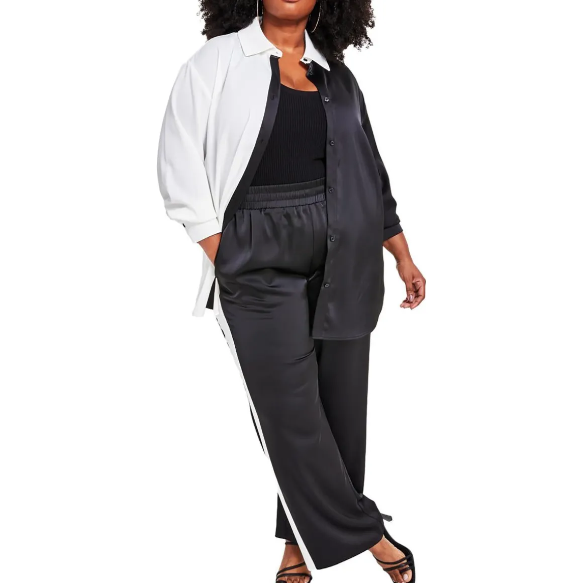 Plus Colorblock Button-Down Top