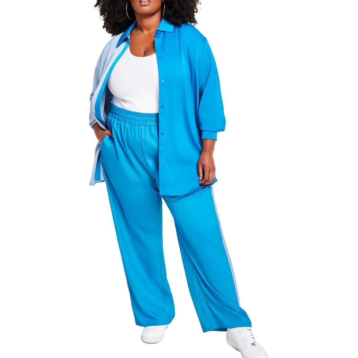 Plus Colorblock Button-Down Top