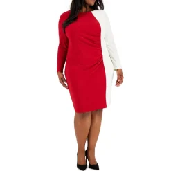 Plus Colorblock Knee Sheath Dress