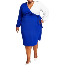 Plus Colorblock Textured Midi Dress