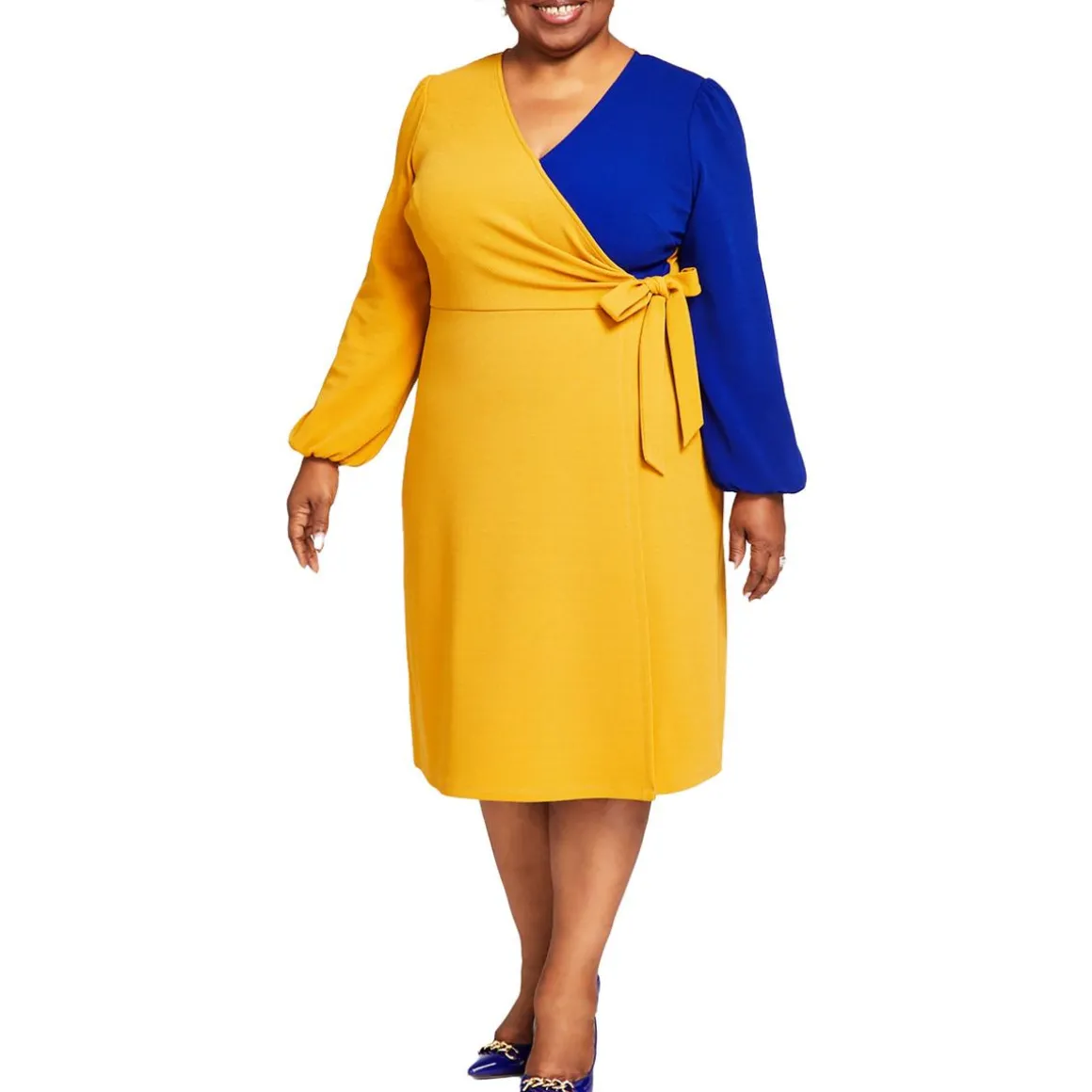 Plus Colorblock Textured Midi Dress