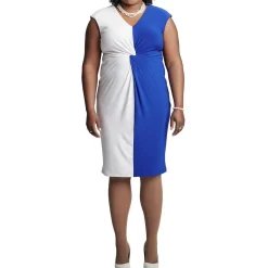 Plus Colorblock Work Wear Midi Dress