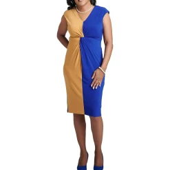 Plus Colorblock Work Wear Midi Dress