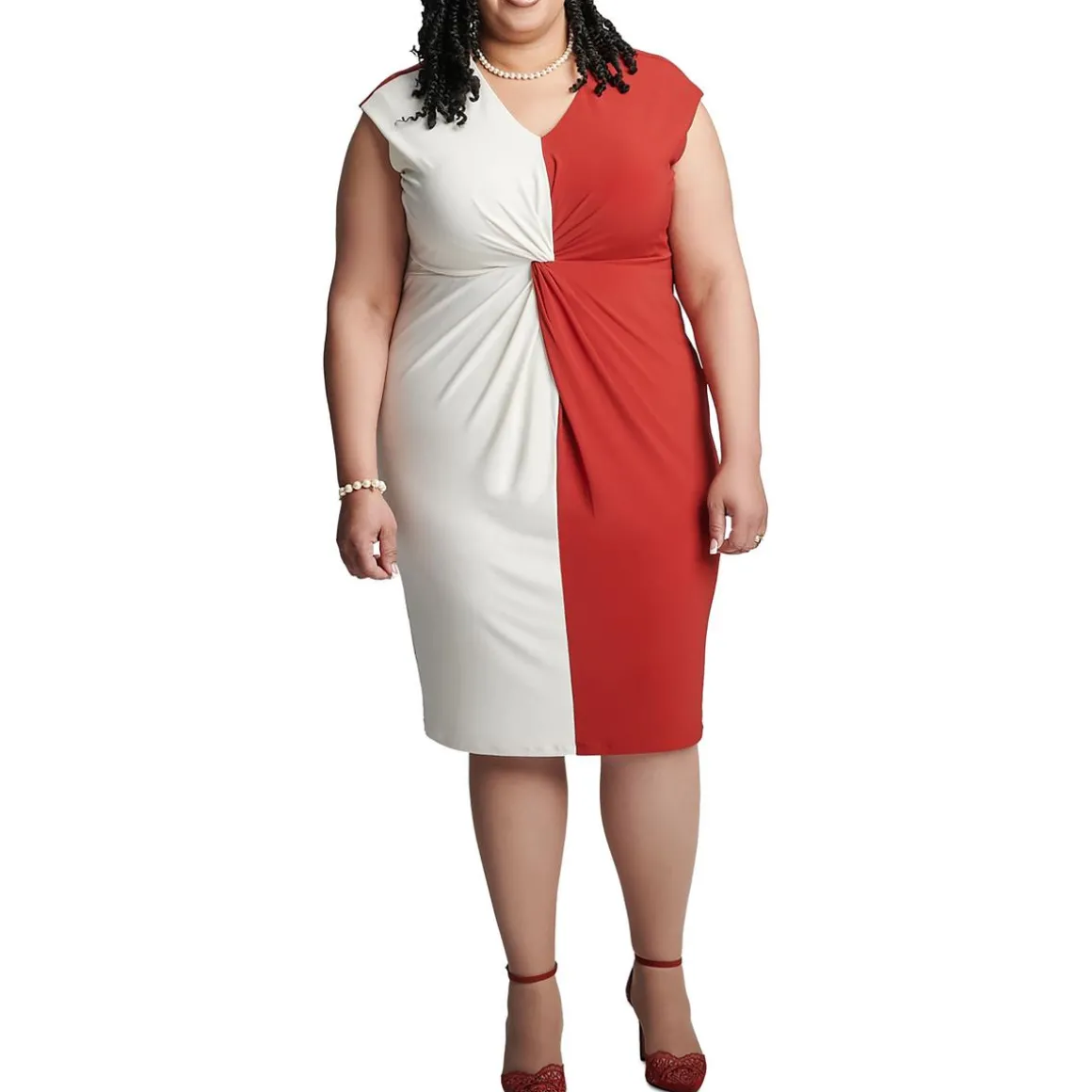 Plus Colorblock Work Wear Midi Dress