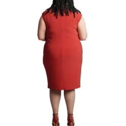 Plus Colorblock Work Wear Midi Dress