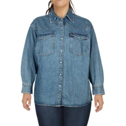 Plus Cotton Long Sleeve Denim Jacket