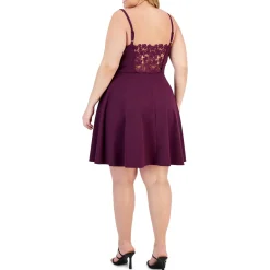 Plus Crepe Lace Back Mini Dress