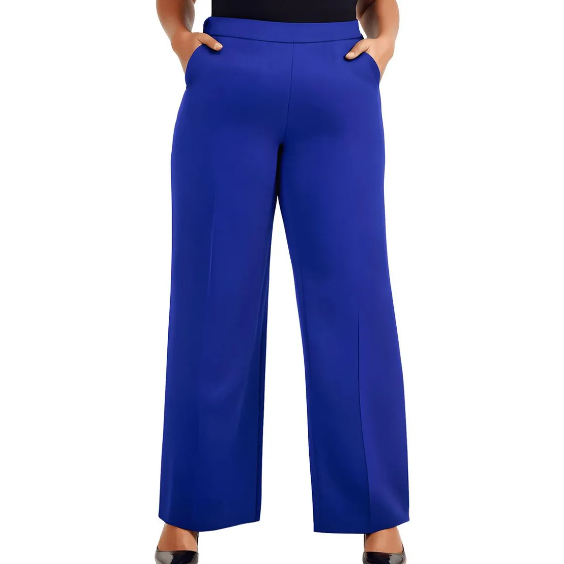 Plus Crepe Wide Leg Trouser Pants