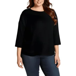 Plus Crewneck Button Pullover Sweater