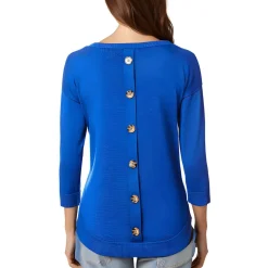 Plus Crewneck Button Pullover Sweater