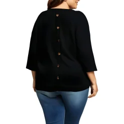 Plus Crewneck Button Pullover Sweater