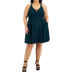 Plus Criss-Cross Back Knee Length Fit & Flare Dress