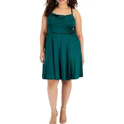 Plus Criss-Cross Satin Fit & Flare Dress