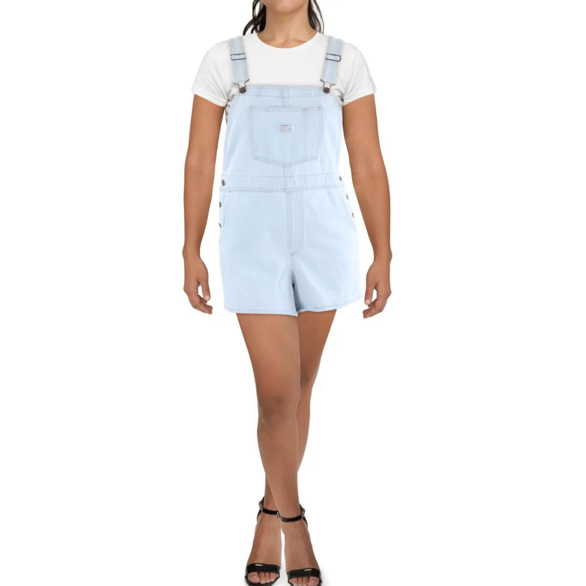 Plus Crop Denim Overall Jeans