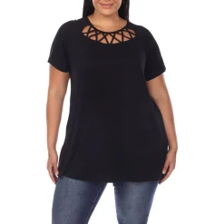 Plus Cut-Out Rayon Blouse