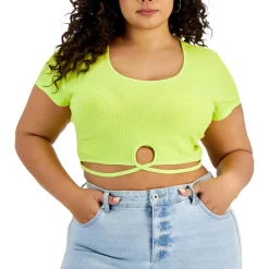 Plus Cut-Out Ribbed Cropped