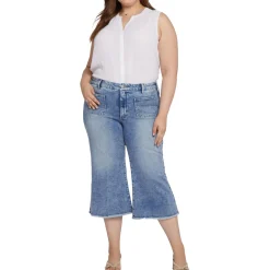 Plus Denim Cotton Wide Leg Jeans