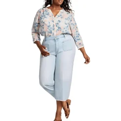 Plus Denim Cotton Wide Leg Jeans