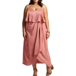 Plus Drapey Satin Midi Dress