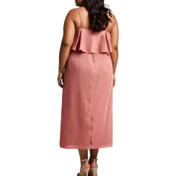 Plus Drapey Satin Midi Dress