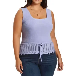 Plus Drawstring Hem Knit Pullover Sweater