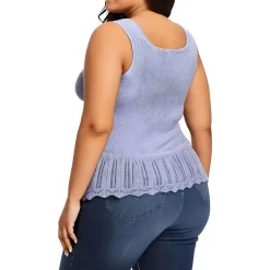 Plus Drawstring Hem Knit Pullover Sweater