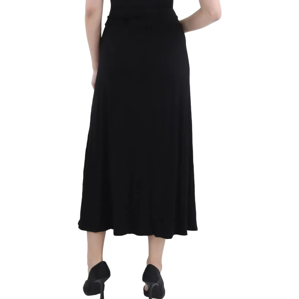 Plus Elastic Waist Midi Midi Skirt