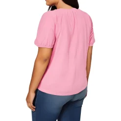 Plus Embroidered Cotton Peasant Top