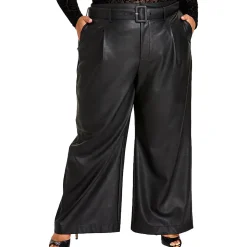 Plus Faux Leather Wide Leg Pants