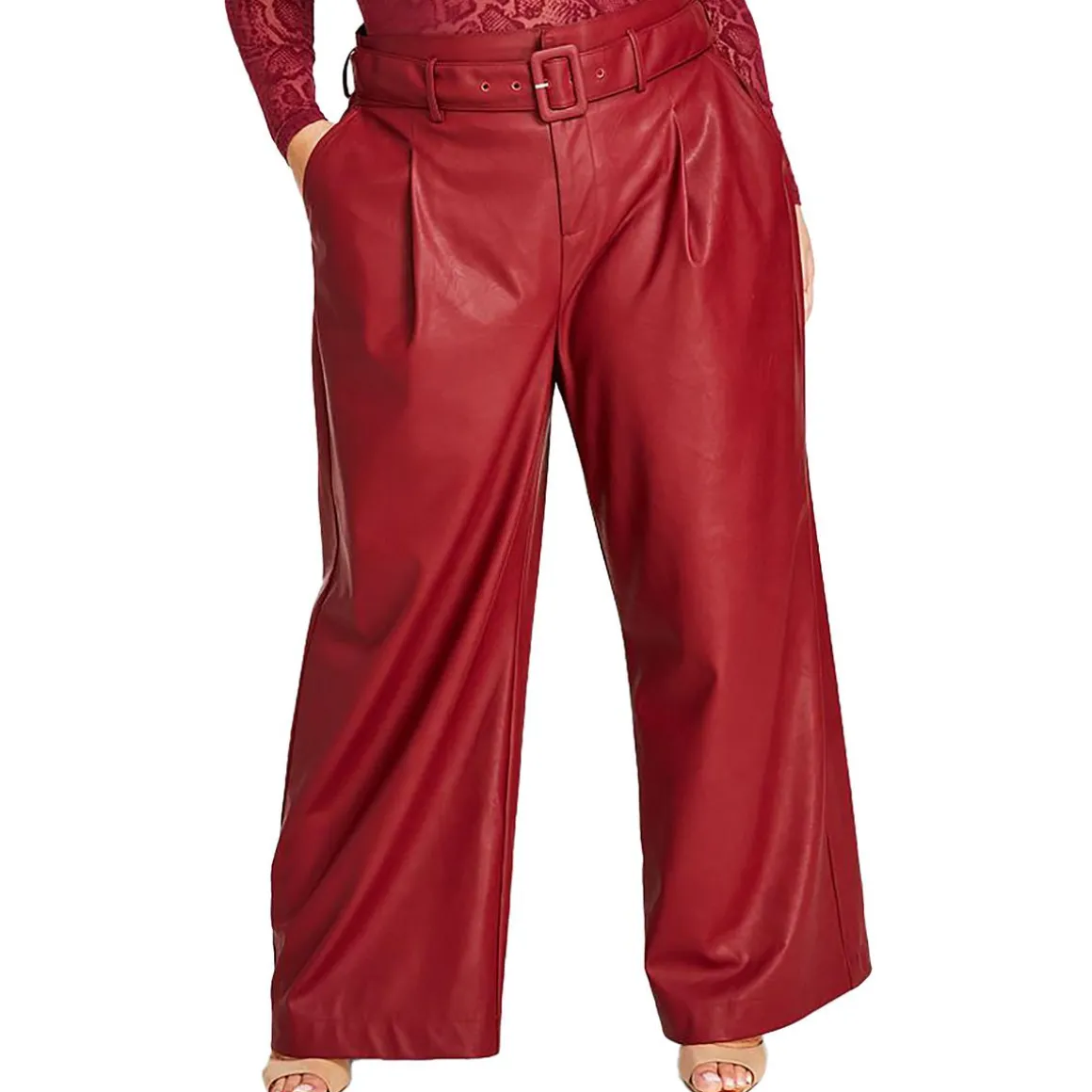Plus Faux Leather Wide Leg Pants