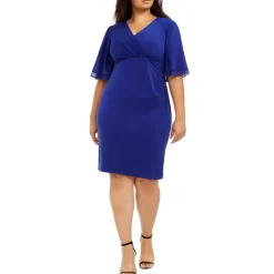 Plus Faux Wrap Mini Cocktail and Party Dress