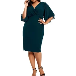 Plus Faux Wrap Mini Cocktail and Party Dress