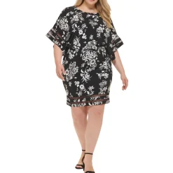 Plus Floral Blouson Cocktail And Party Dress