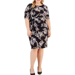 Plus Floral Knee-Length Sheath Dress
