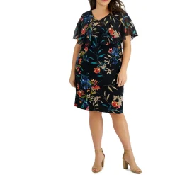 Plus Floral Print Knee-Length Sheath Dress