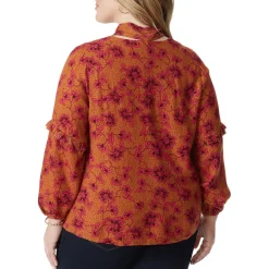 Plus Floral Print Textured Blouse