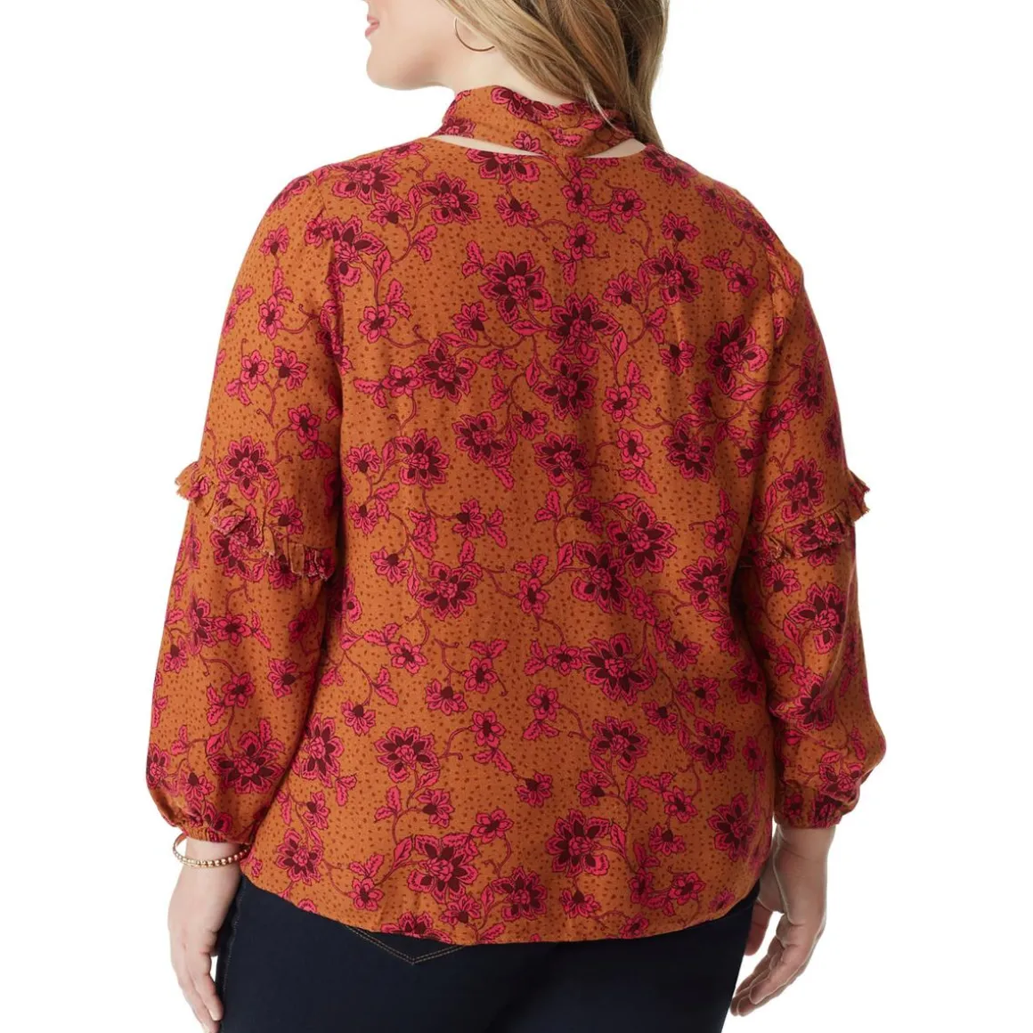 Plus Floral Print Textured Blouse