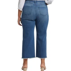 Plus Frayed Hem Denim Wide Leg Jeans