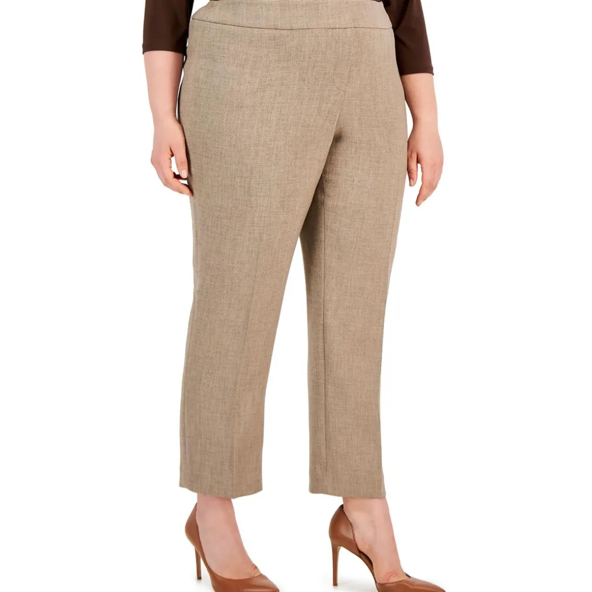 Plus Gathered Slim Leg Ankle Pants