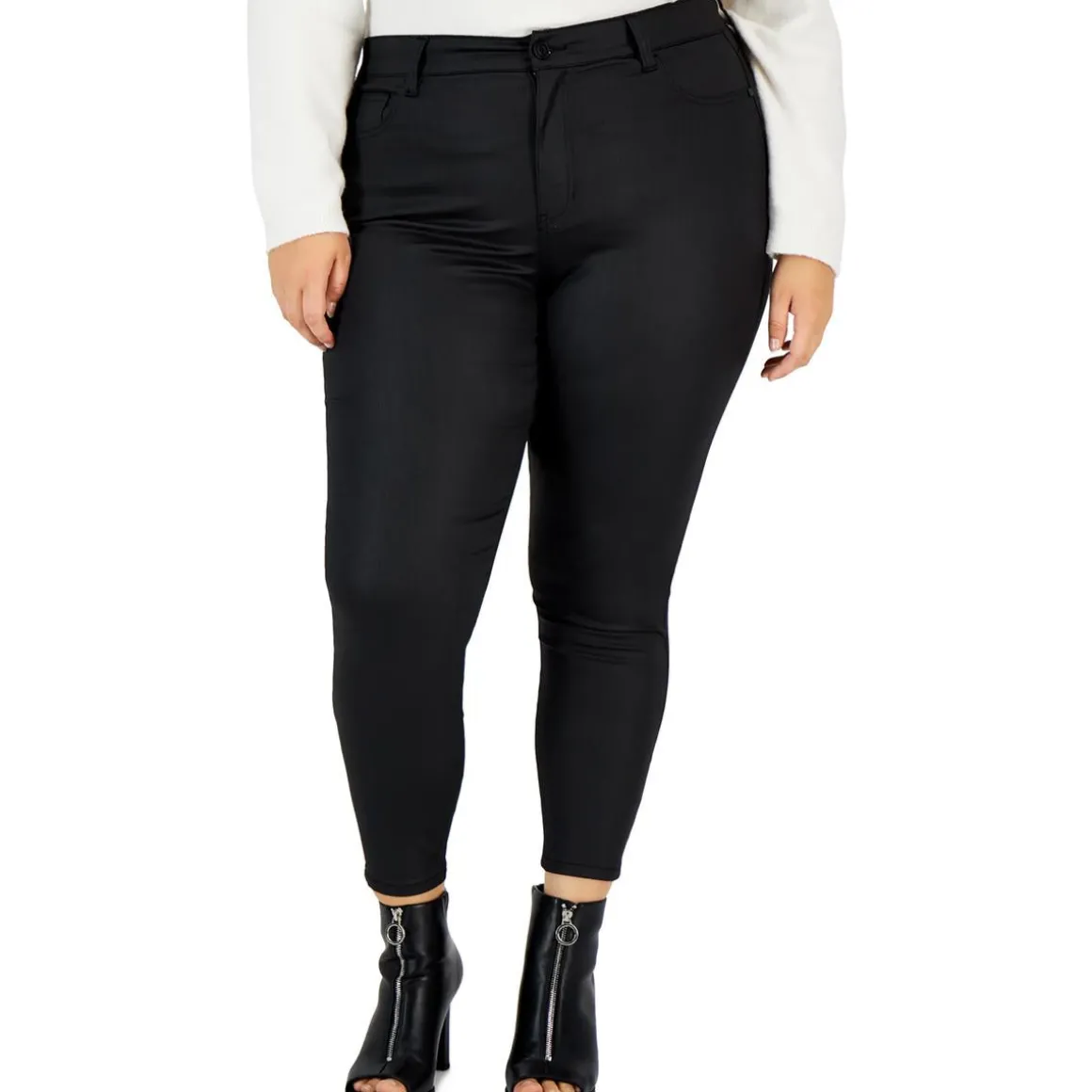 Plus High Rise Coated Skinny Pants