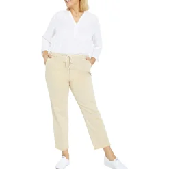 Plus High Rise Frayed Hem Ankle Pants