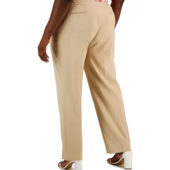 Plus High Rise Khaki Straight Leg Pants
