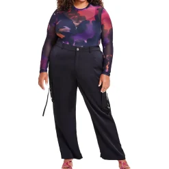 Plus High Rise Solid Cargo Pants