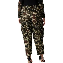 Plus High Rise Solid Cargo Pants