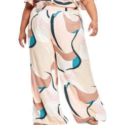 Plus High-Rise Printed Wide Leg Pants