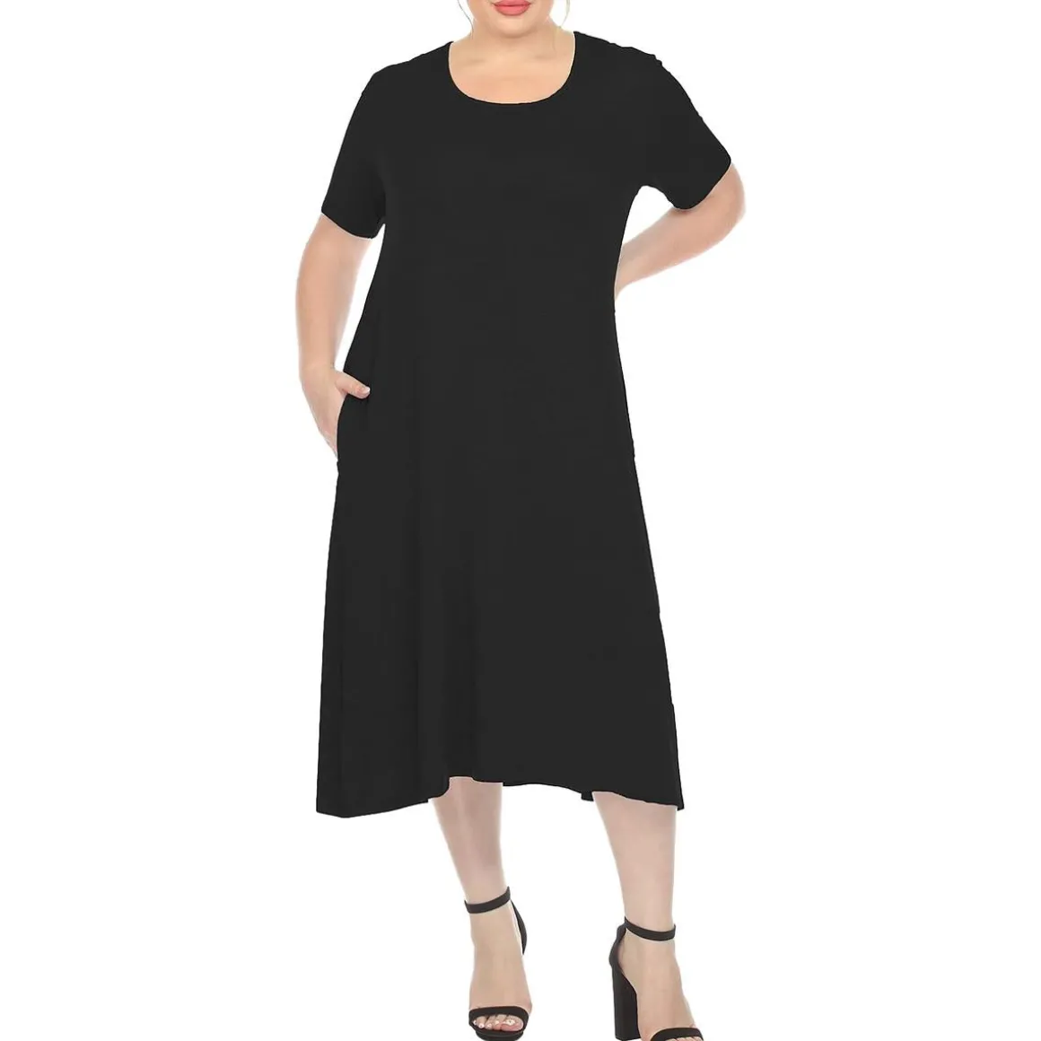 Plus Jewel Neck Mini T-Shirt Dress