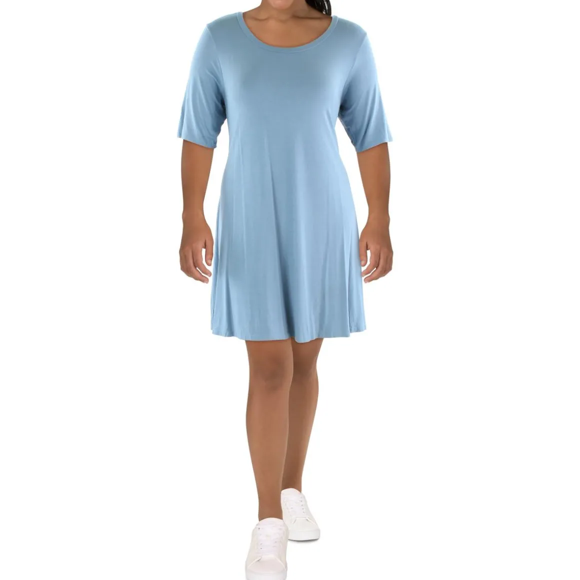 Plus Jewel Neck Mini T-Shirt Dress