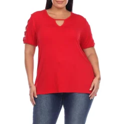 Plus Knit Cut-Out Blouse