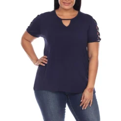 Plus Knit Cut-Out Blouse